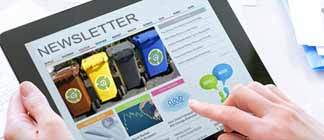 Ein Tabletcomputer mit der Darstellung eines Newsletters 